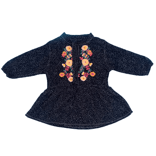 WEWO Printed Frock For Girls - Black