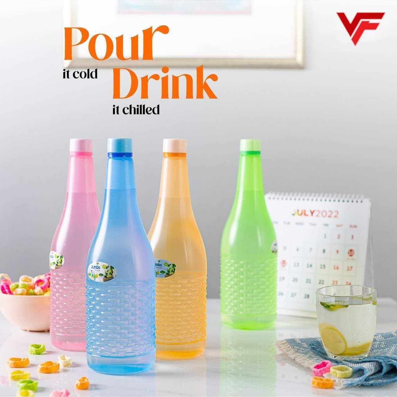 Pack Of 4 Plastic Jumbo Water Bottles Set