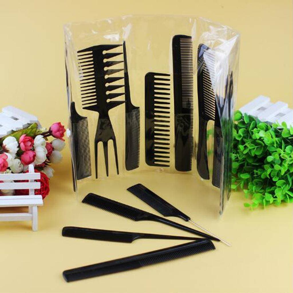 Professional Plastic Salon 10 Hair Combs Set