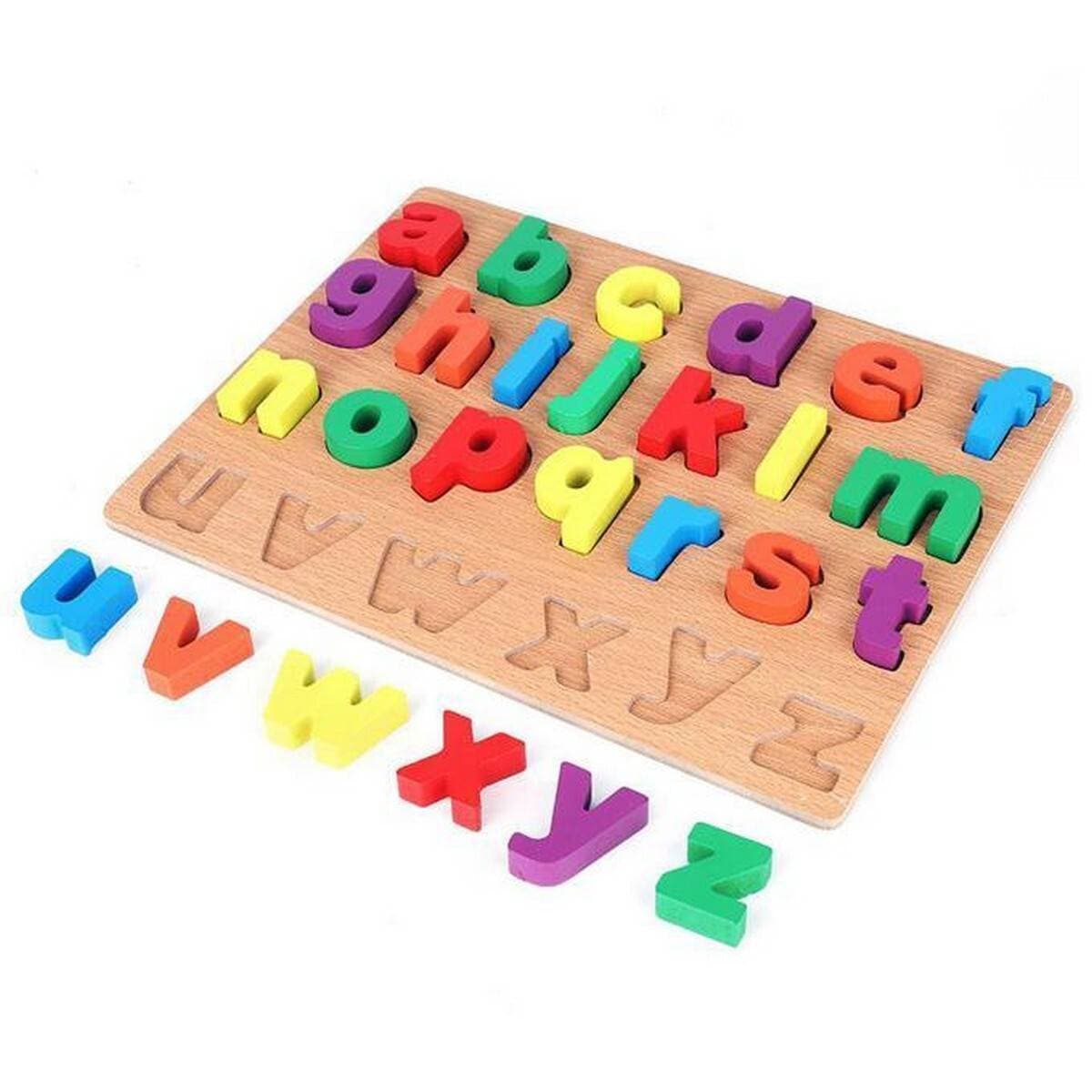 Wooden Alphabet Puzzle Board Preschool Kids Learning Toy
