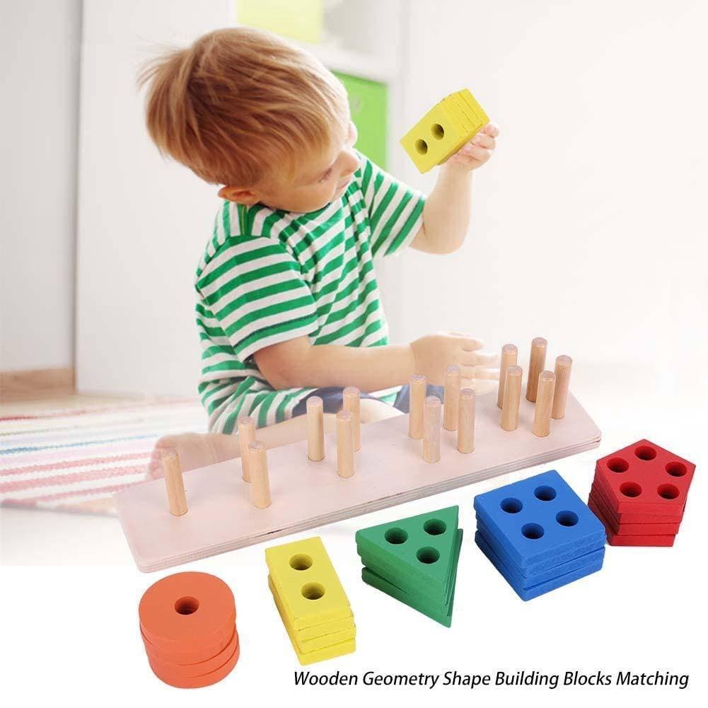 Kids Education Wooden 5 Column Shape Matching Puzzle