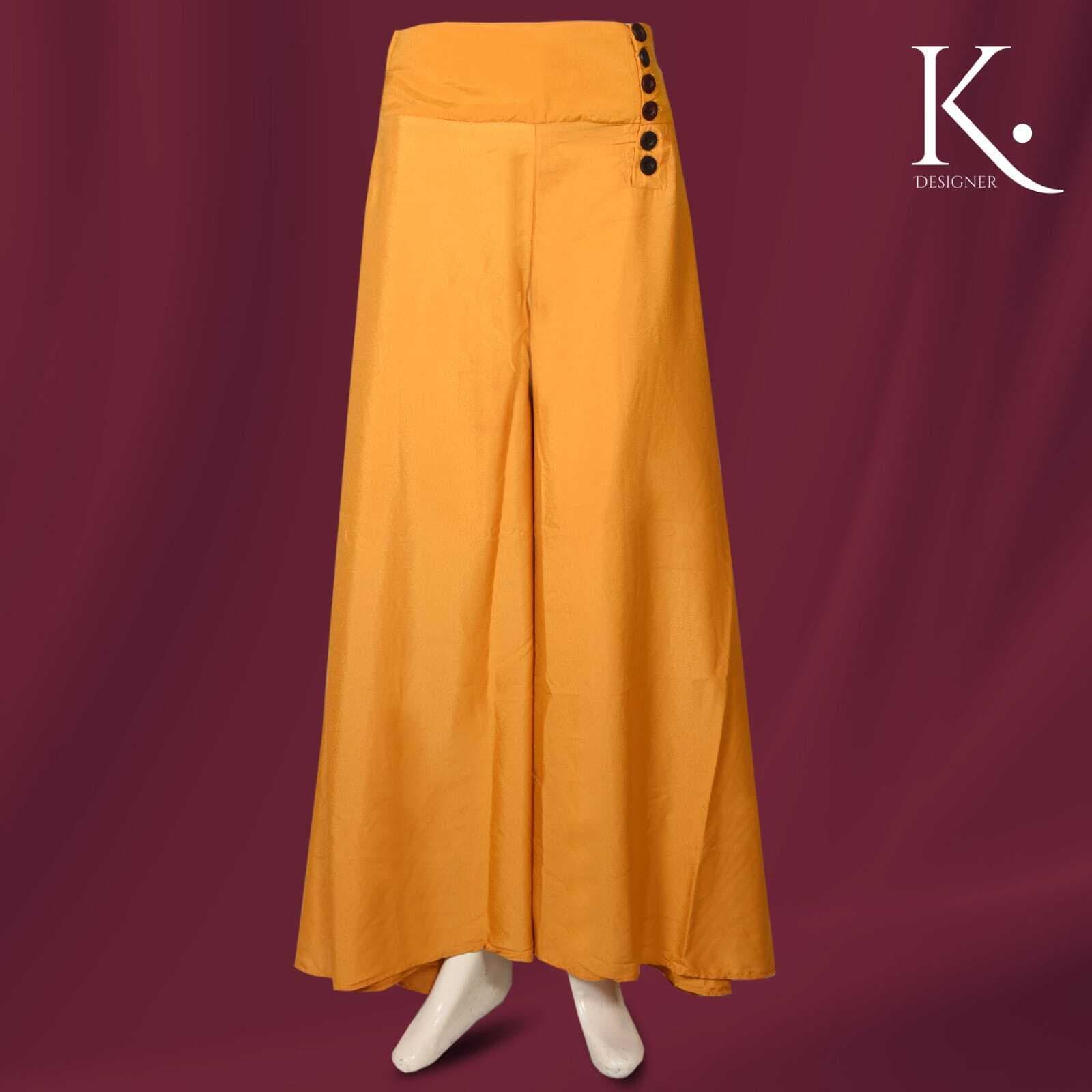 K. Designer Grip Bell Bottom Plazo - Orange