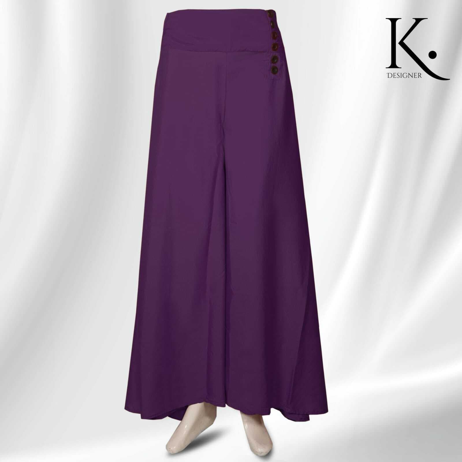 K. Designer Grip Bell Bottom Plazo - Purple