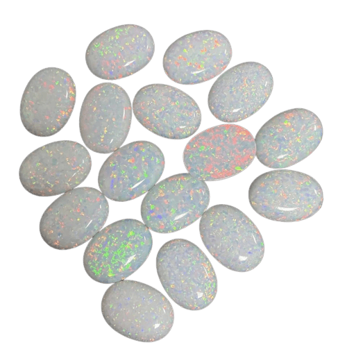 Lab Created  Cabochon Oval  White Fire Opal Beads Stone