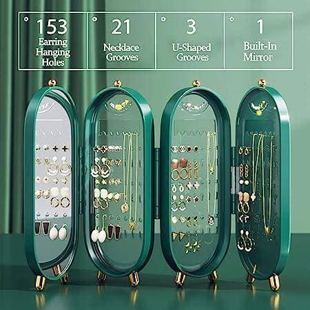 Collapsible Earring Holder Jewellery Organizer Box with Mirror