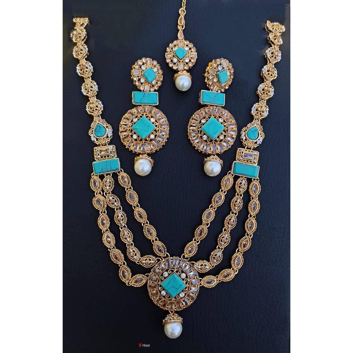 Beautiful Design Egyption Multi Color long mala with Earing Tikka set