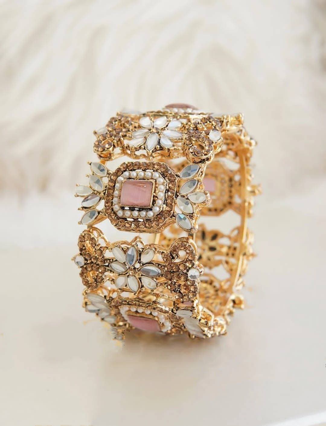 Beautiful design Golden White Bangle for Wedding & Party - 1 Piece