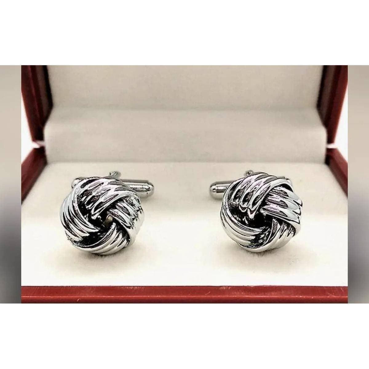 Beautiful Design Silver Knot Cufflinks For Men's - 1 Pair