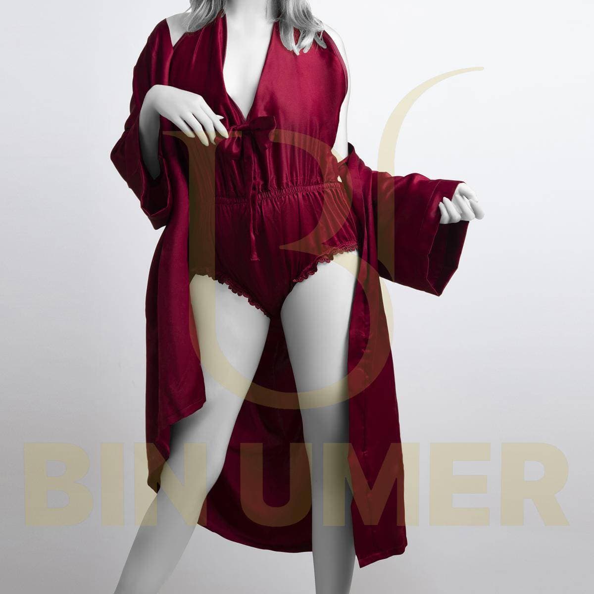 Bin Umer western style nighty with gown, Bridal nighty with gown, Sleepwear with gown, Night sleepwear set, Honey moon nighty set, sexy nighty with gown for girls, sexy night suit for girls, honeymoon nightwear, sexy nighty, ladies silk night suit.