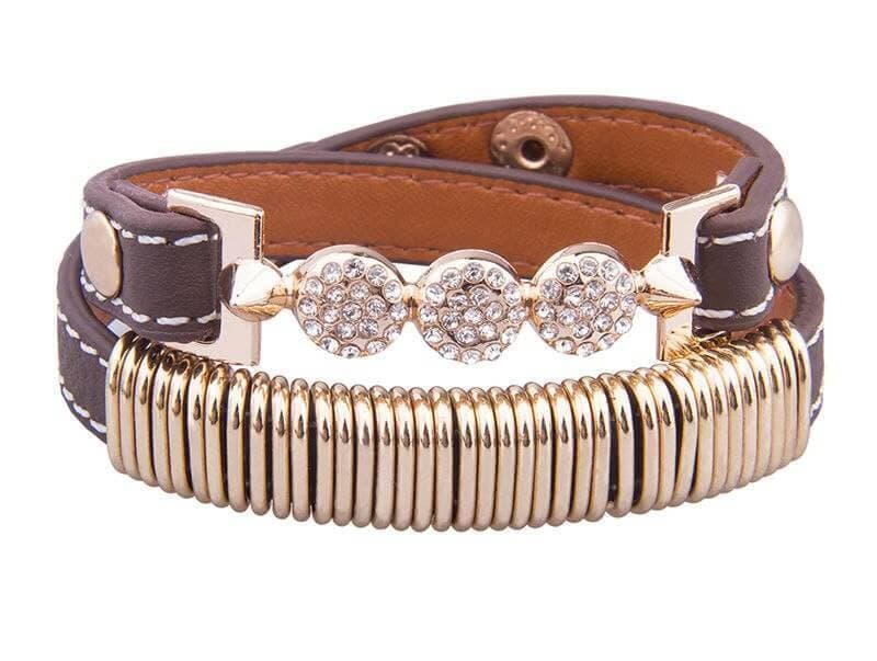 Unisex Leather Round Shape Wristband Bracelet (FBR-020)