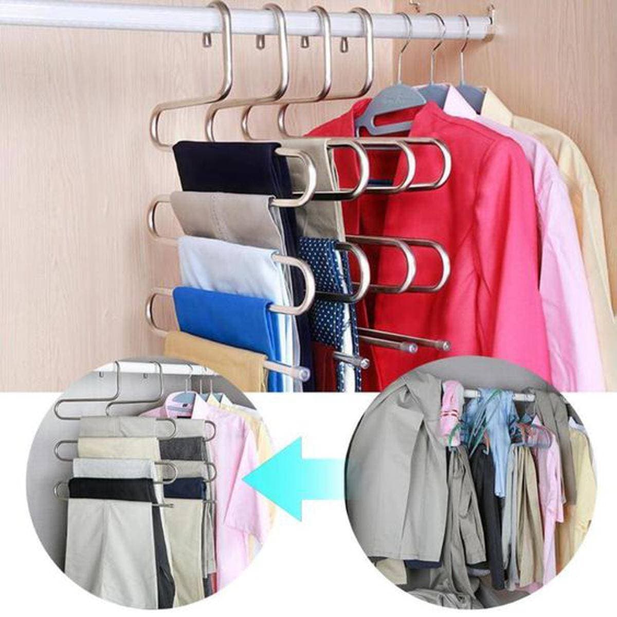 Stainless Steel Pants Jeans Hangers With 5 Layer