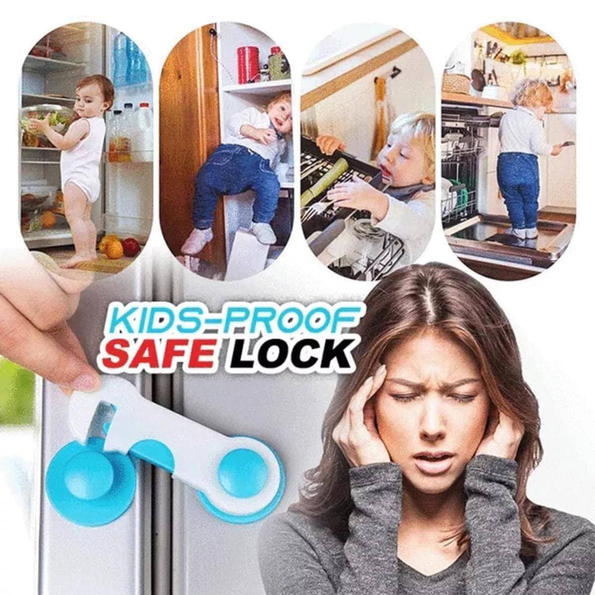 Kid'S Plastic Toilet Cupboard Cabinet Fridge Drawer Door Double Lock Safety Button