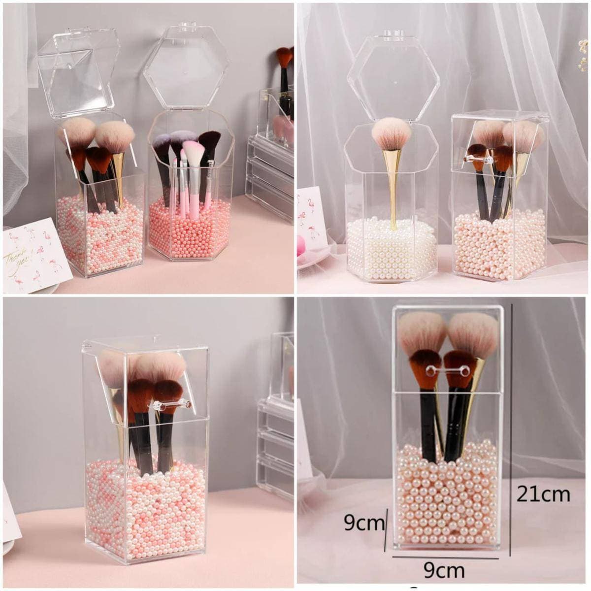 Acrylic Box With Pearls Acrylic |Makeup Brush Holder Pearl Storage Box