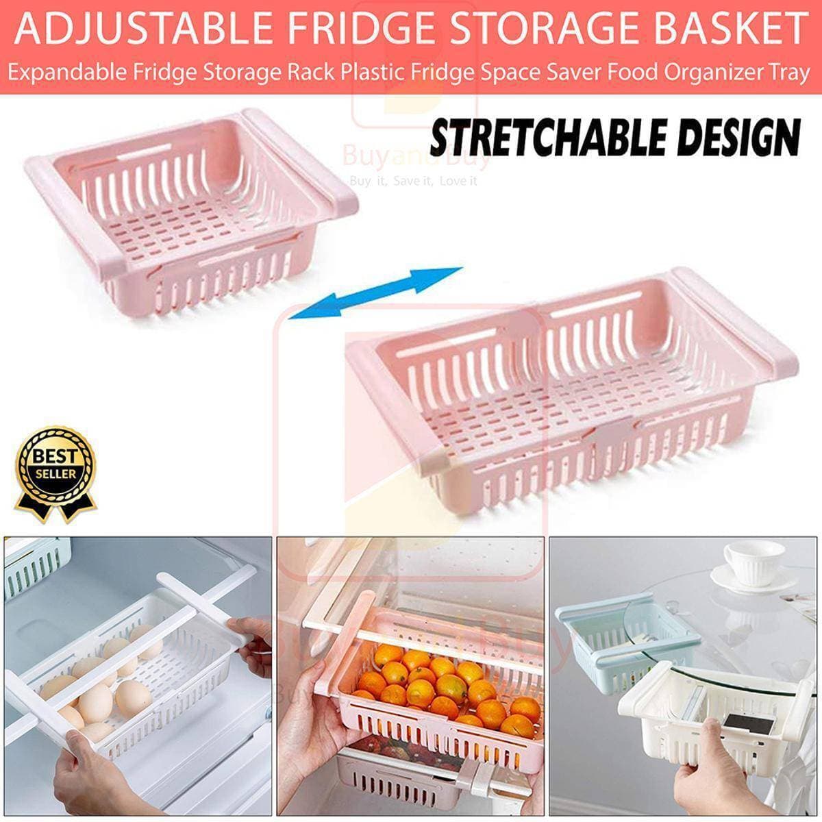 Adjustable Fridge Storage Basket Expandable Fridge Storage Rack