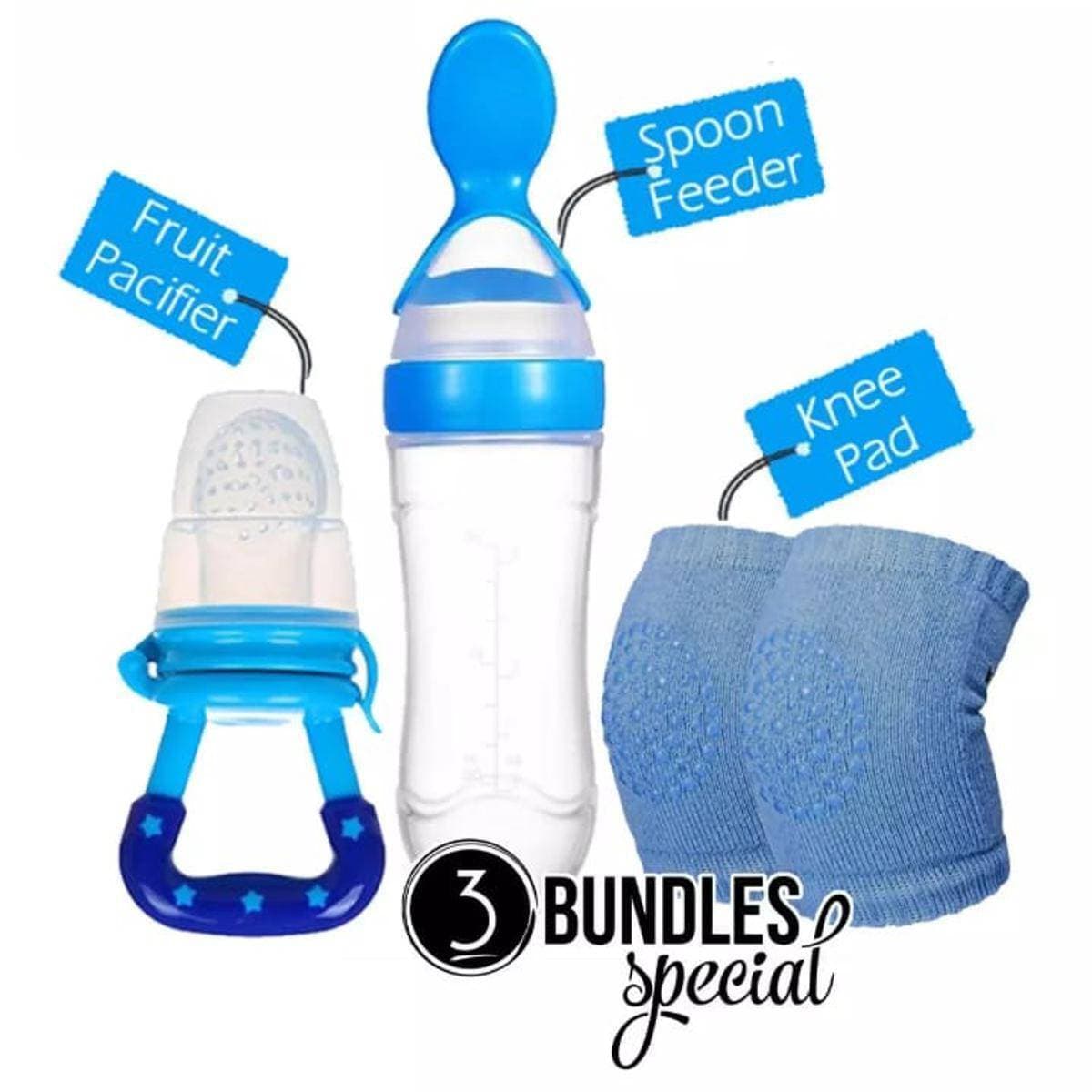Pack Of 3 Baby Silicone Squeeze Spoon Feeder