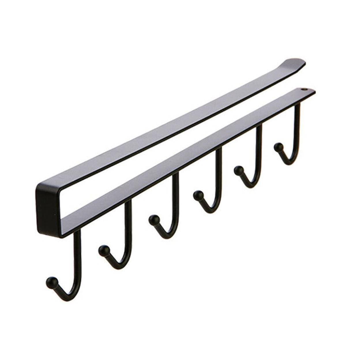 6-Hook Under-The-Shelf Mug Rack Kitchen Hanging