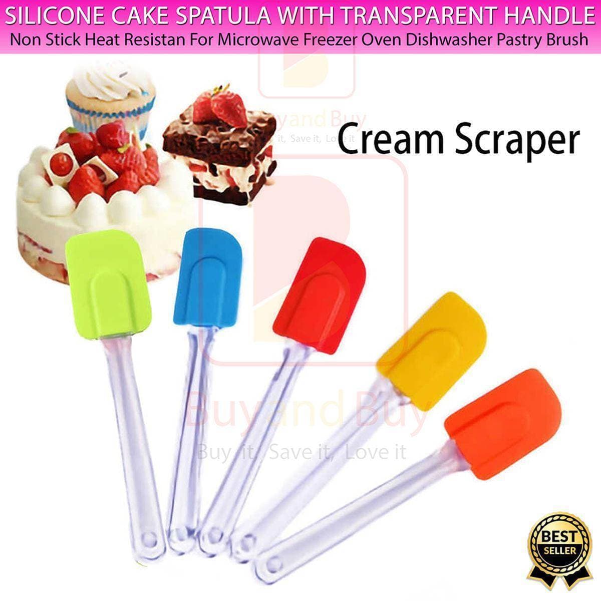 Silicone Cake Spatula With Transparent Handle (2 Pcs)