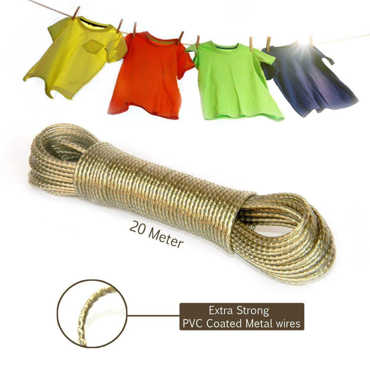 Wet Cloth Laundry Rope Pvc Coated Metal Cloth Drying Wire - 20 Metres