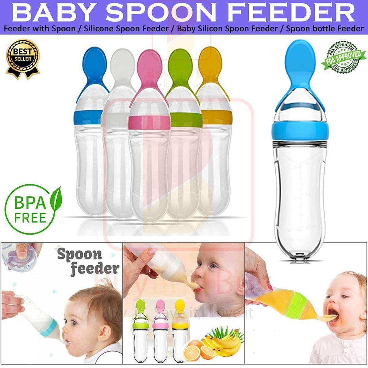 Baby Spoon Feeder Milk Bottle Silicone Squeeze Safe Pacifier Baby Spoon Feeder