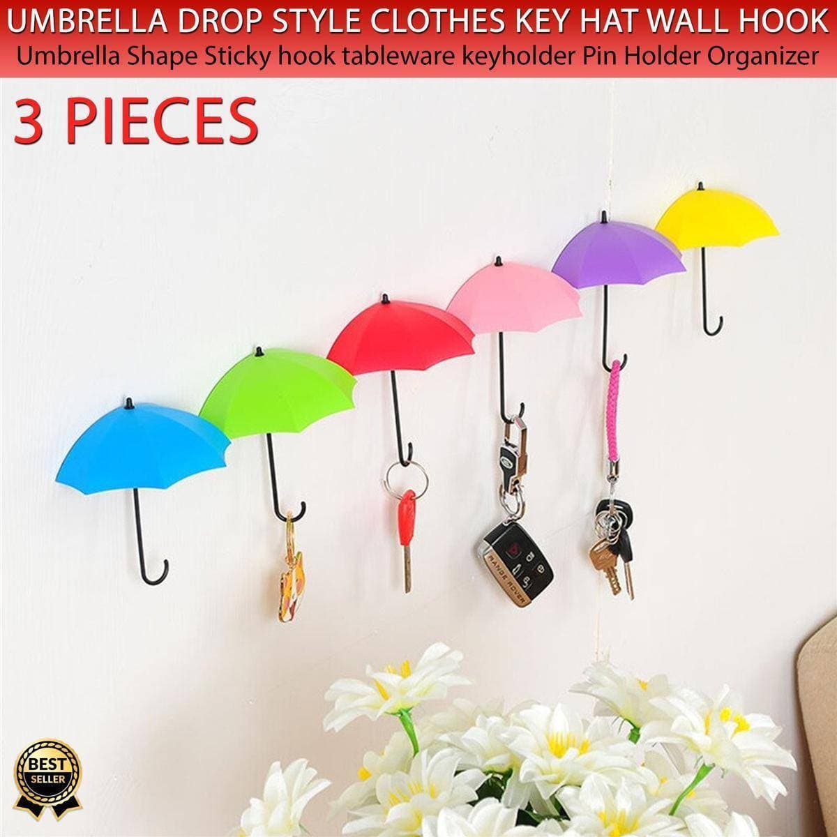 Umbrella Drop Style Clothes Key Hat Wall Hanger Hooks - 1Set