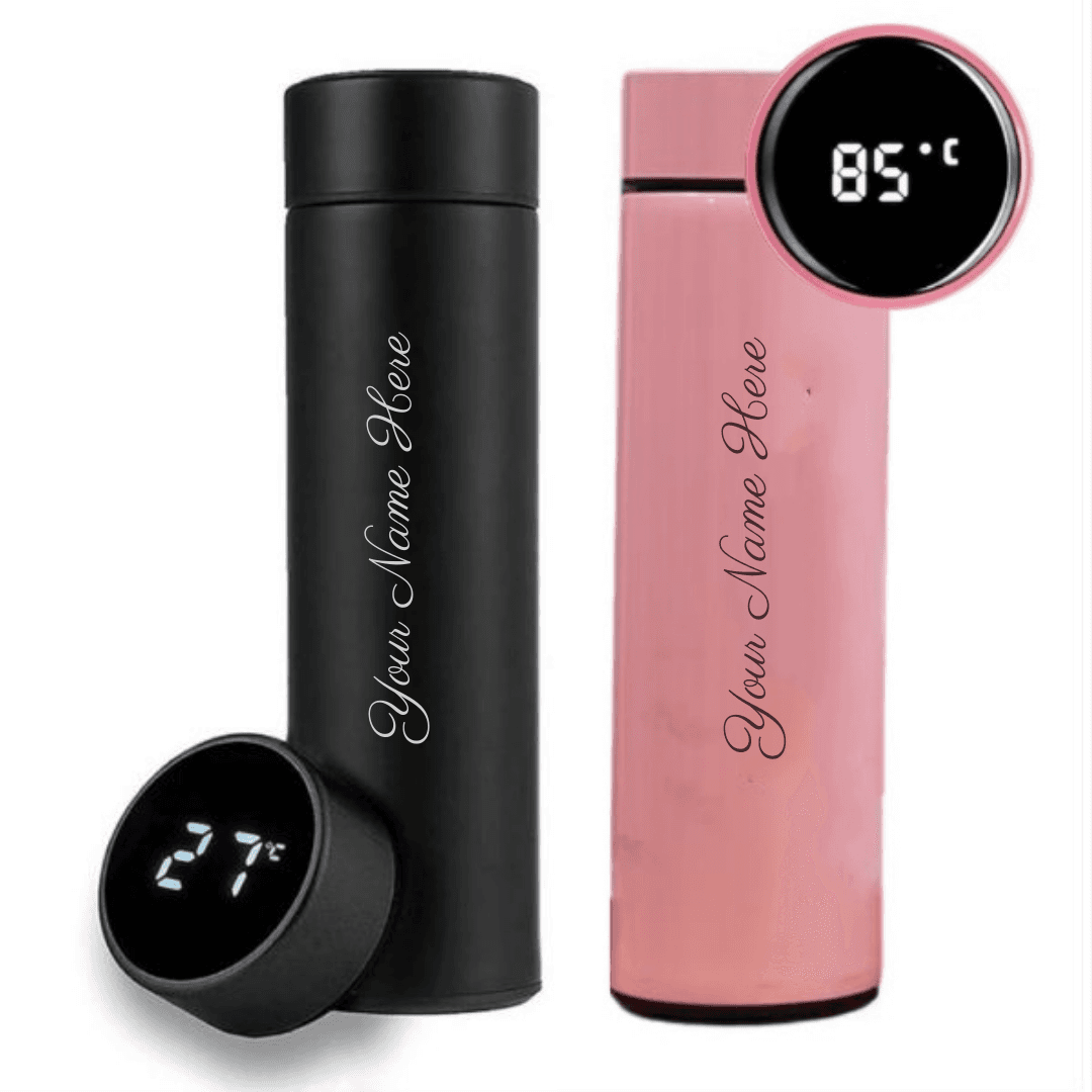 Customize Name Smart LED Display Temperature Water Bottle - 500ml