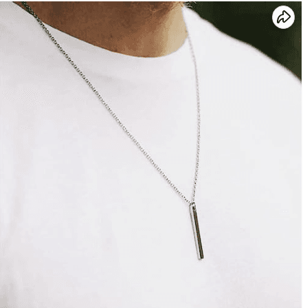 Stainless Steel Bar Chain Necklace for Men & Women - Silver