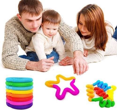 4 Pcs Macaron DIY Learning Skill Tubes Pop Tube Fidget Toys