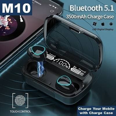 M10 Wireless Bluetooth 5.1 Earbuds - Black