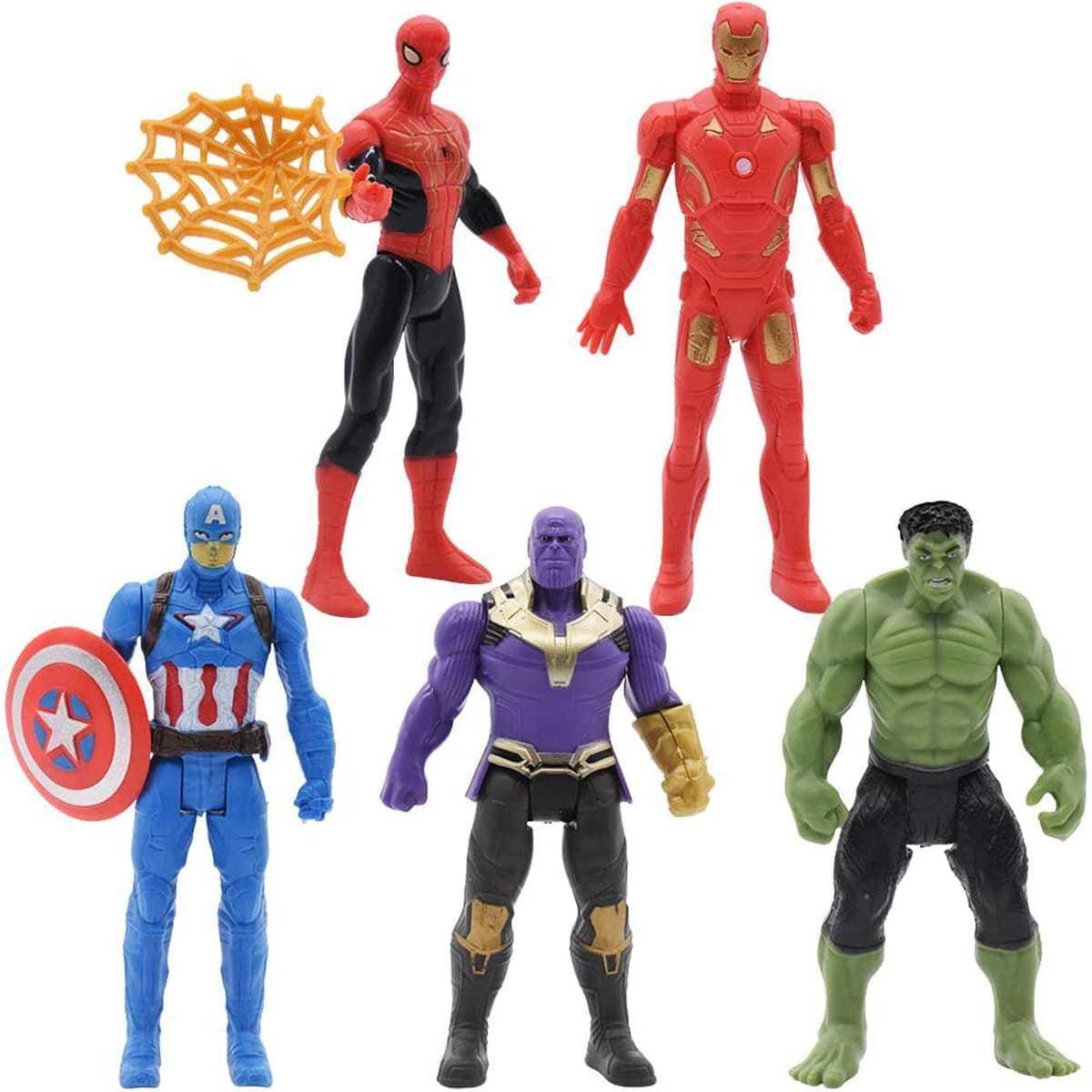 Ultimate Marvel Avengers Action Figures: Thanos, Captain America, Iron Man, Hulk, And Spider-Man