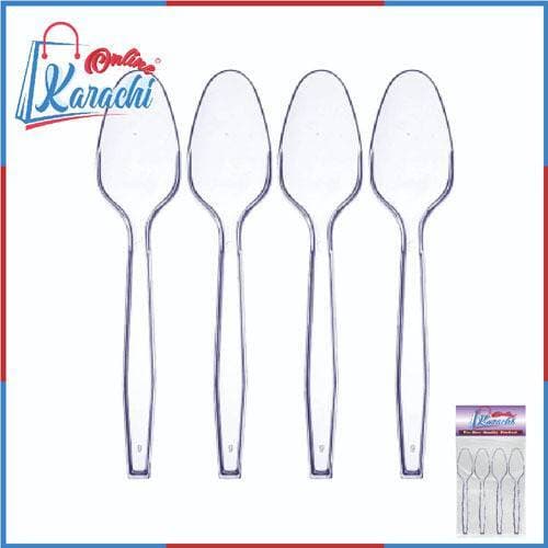 Pack Of 100 Disposable Plastic Spoons Transparent
