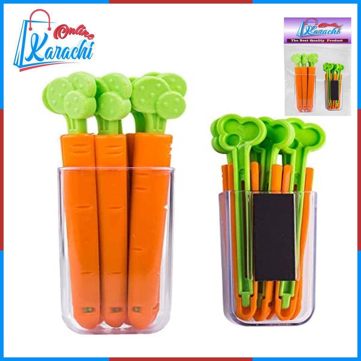 Pack Of 5Pcs Carrot Shape Food Bag Sealing Clip Locks