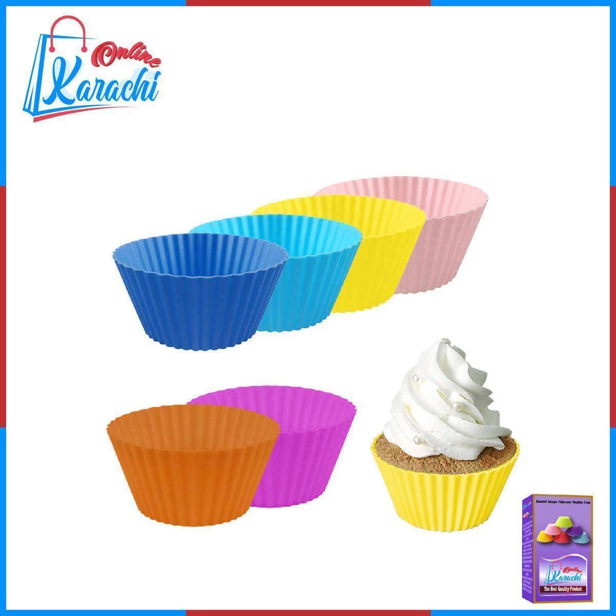 Pack Of 6 Silicone Muffin Cupcake Moulds Pans