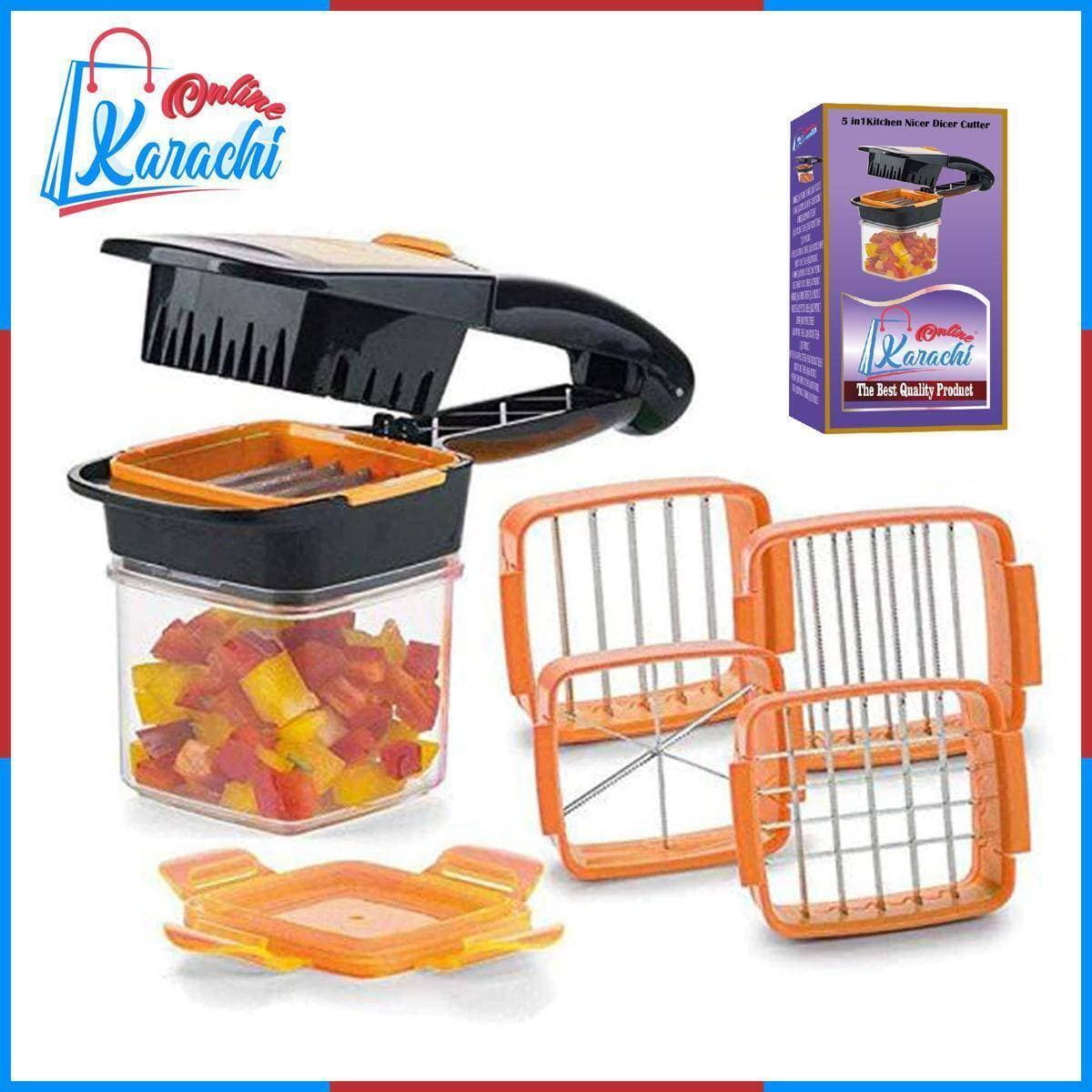 Kitchen Nicer Dicer Cutter 5 In 1  Quick Food Fruit & Vegetable