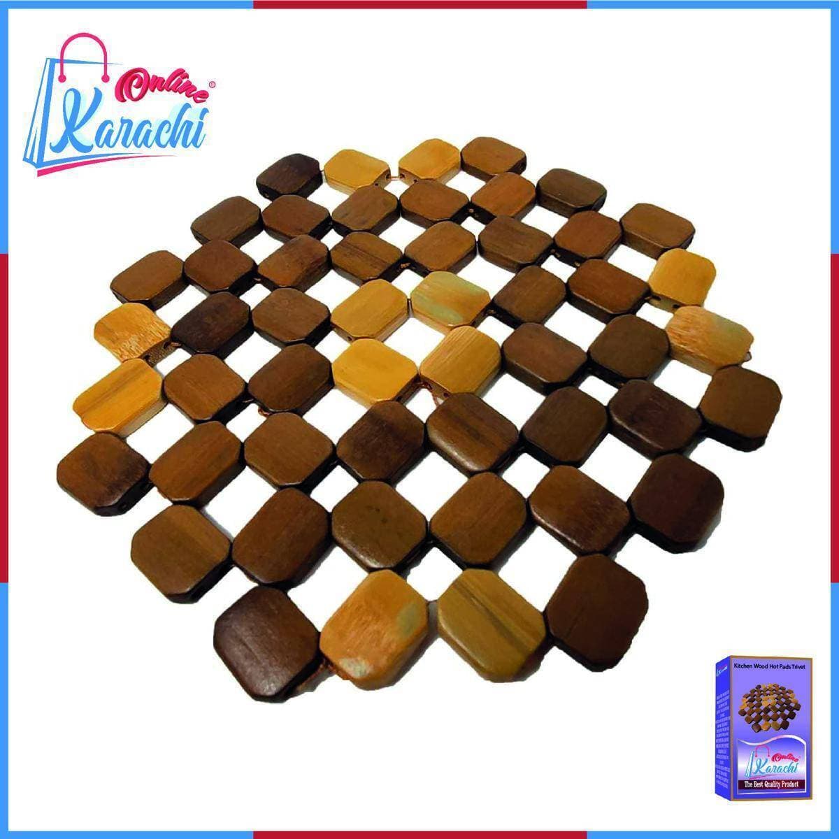Kitchen Wood Hot Pads Trivet Natural Bamboo Square Trivet Mat Set