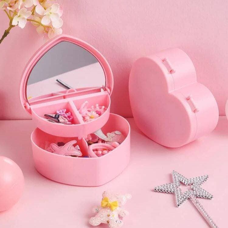 Jewelry Box 2 Layers Heart Design - Pink