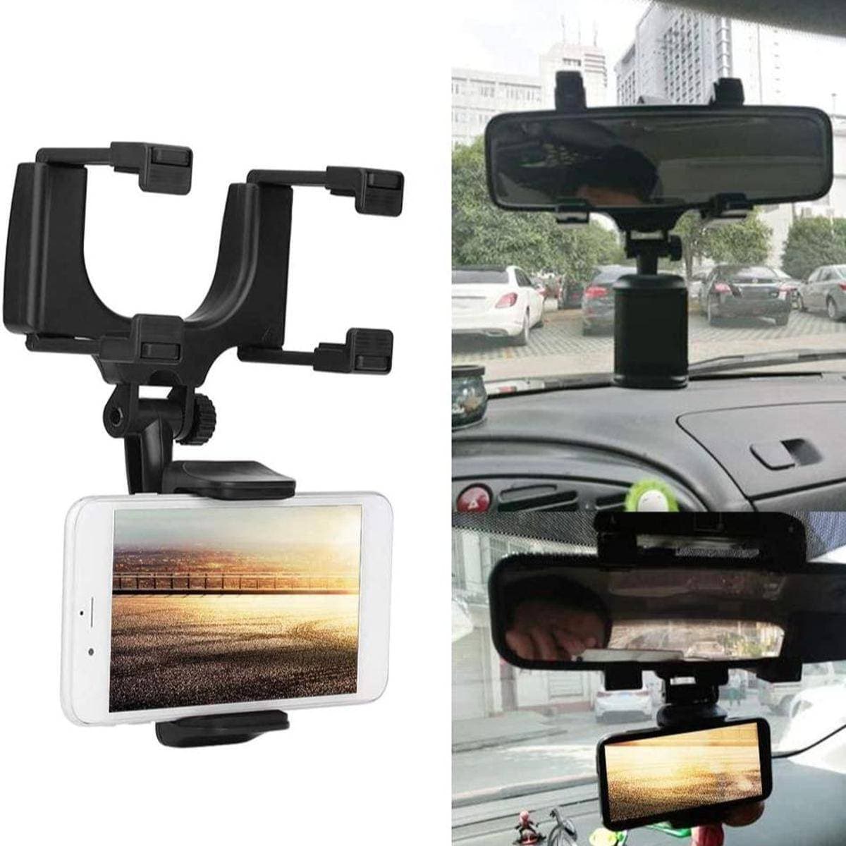 Universal Adjustable 360° Car Rearview Mirror Mount Mobile Phone
