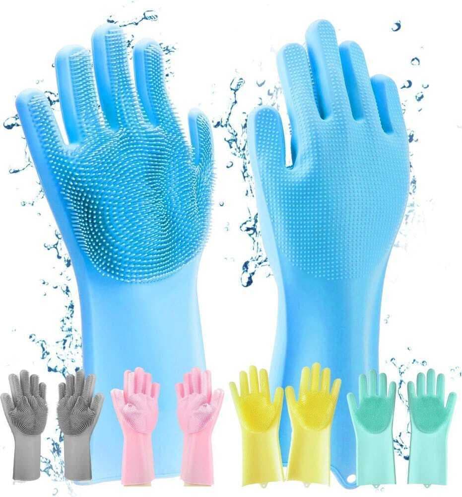 Magic Household Kitchen Silicone Dish Washing Scrubber Rubber Cleaning Gloves