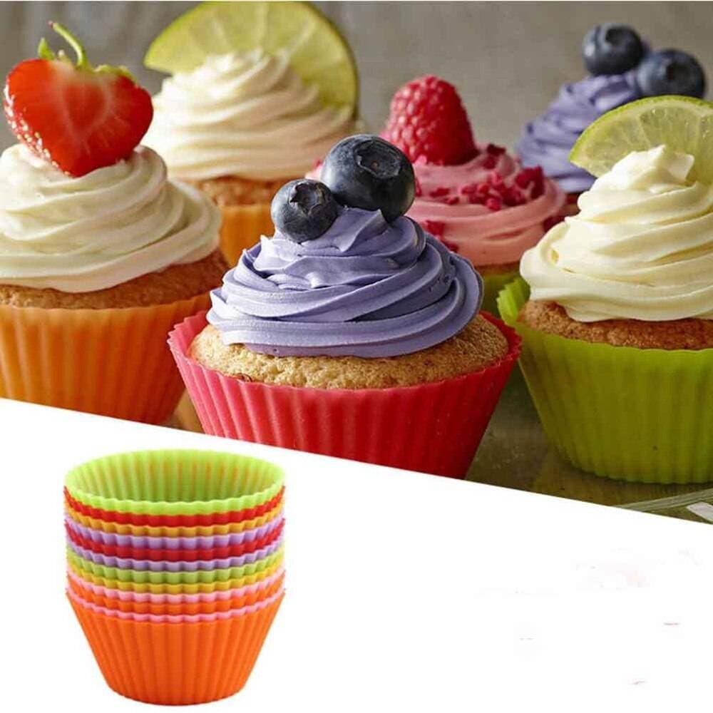 Pack Of 4 Silicon Round Shape Cup Cake Molds Baking Cupcake