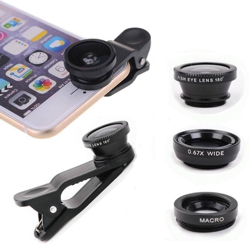 3In1 Fish Eye Wide Angle Outdoor Macro Camera Clip Lens