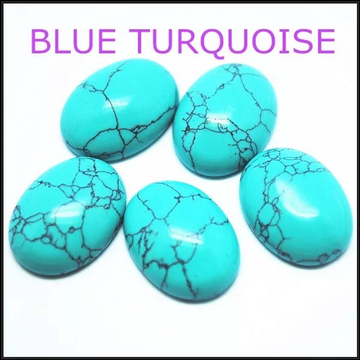 3x18MM CAB Light Blue Crystal Specimens Gemstones - 1 Piece