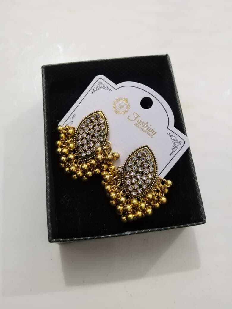 Antique Golden & Silver Vintage Earrings For Women - 1 Pair