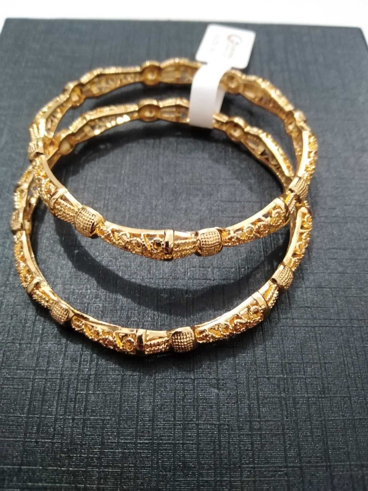 Golden Beautiful Kara Bangles For Women - 1 Pair