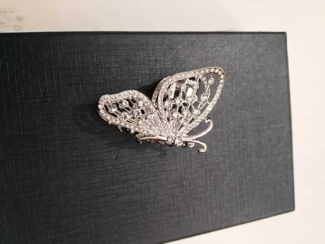 Fancy Butterfly Metal Hair Catcher - Silver