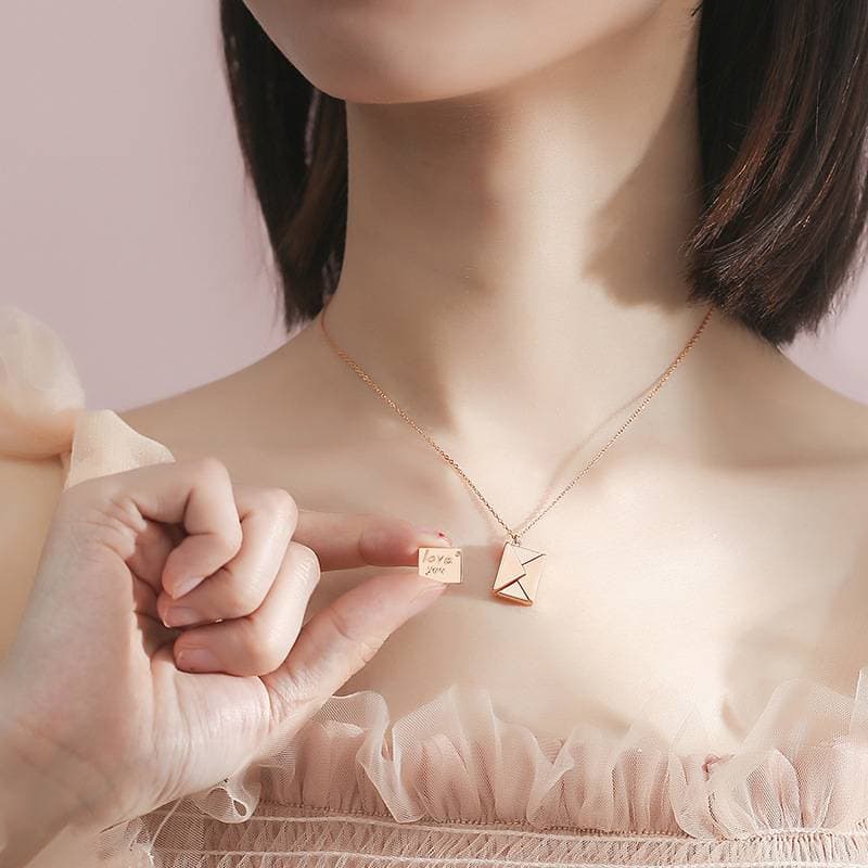 Love Letter Envelop Hidden Necklace Pendant For Couples