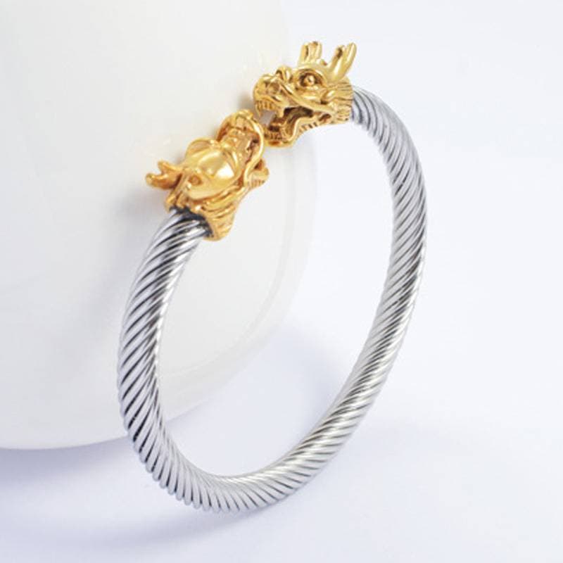 Dragon Style Stainless Steel Adjustable Bangle Bracelet