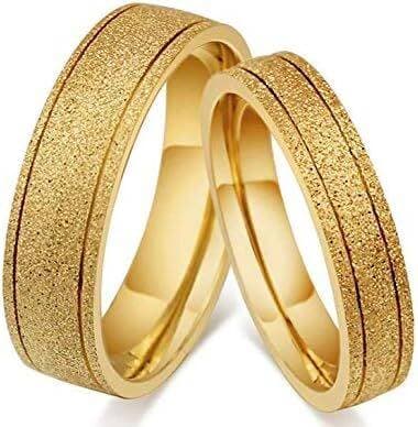 Rose Gold Scrub Titanium Steel Couple Ring MCRI-011