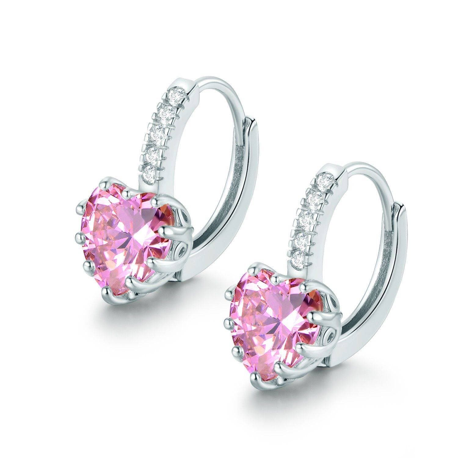 Filled Heart Sapphire Women Fashion Hoop Earrings MEA-104