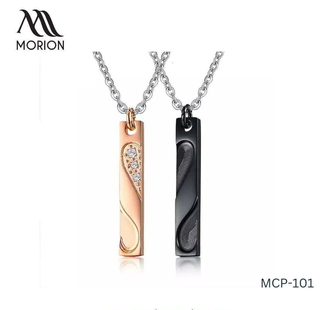 Stainless Steel Bar Couple Heart Pendant Necklace MCP-101