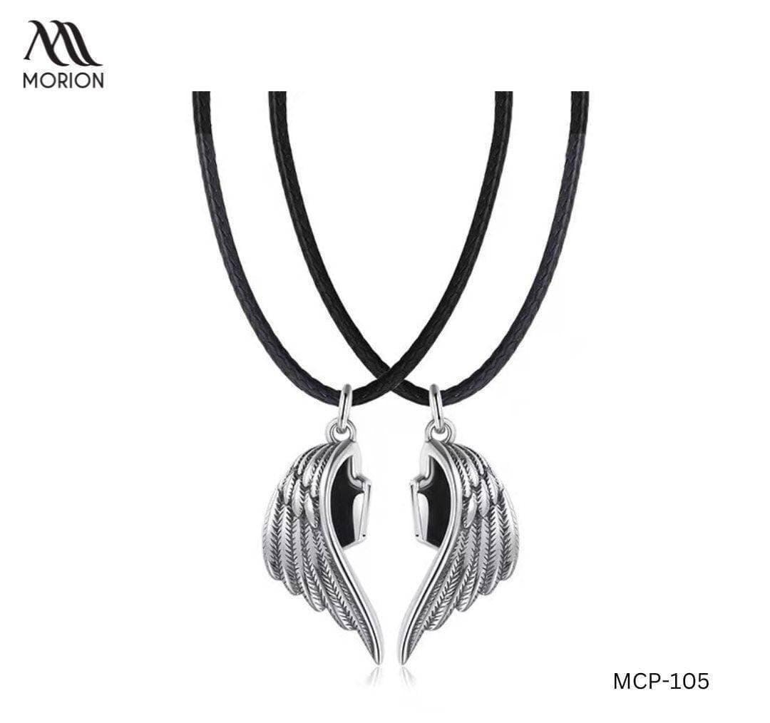 Angel Wing Silver Magnet Couple Pendant Necklace MCP-105