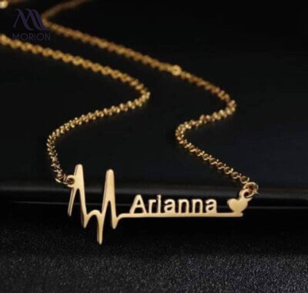 ECG Heart Design Customized Name Necklace Pendant MCN-113